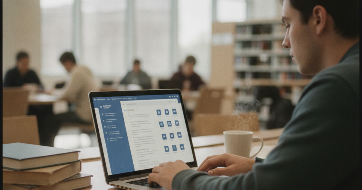 College student using a laptop with NoteHive AI to organize lecture notes automatically