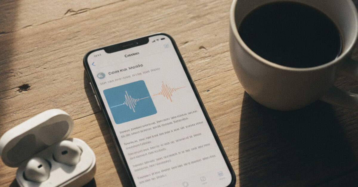 A phone showing a voice memo recording next to a laptop displaying AI-organized notes and a summary